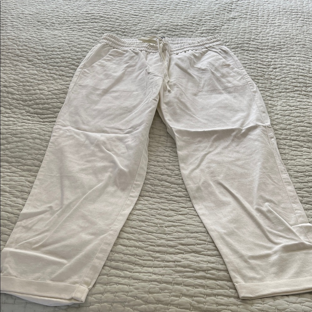J. Crew Women’s White Linen Blend Pants 4 NWT